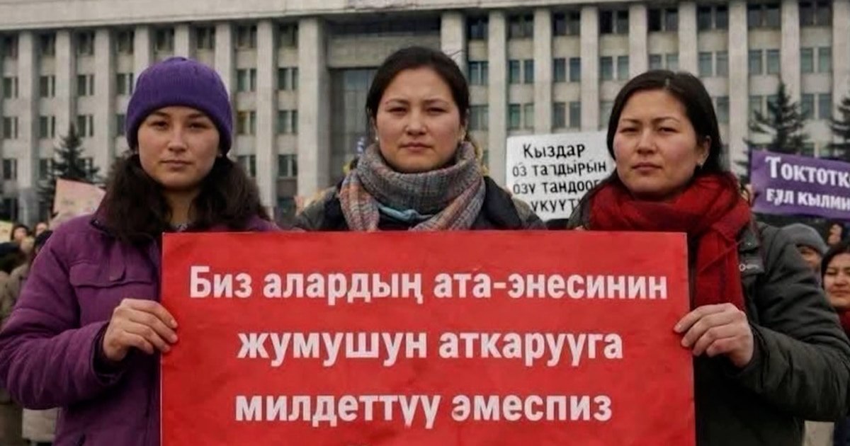 Госканал в Кыргызстане показал в эфире фейковое фото с акции 8 марта. Разгорелся скандал